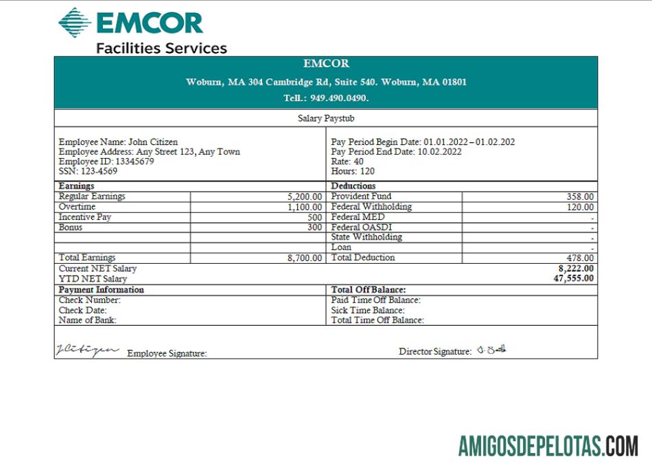 Ganhos de funcionários da empresa de engenharia dos EUA exemplo real